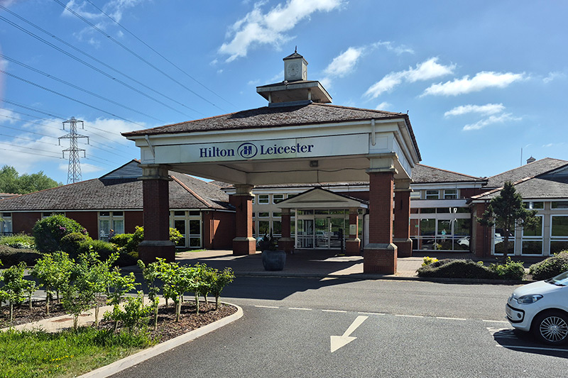The Hilton Hotel Leicester - the front entrance to the hotel